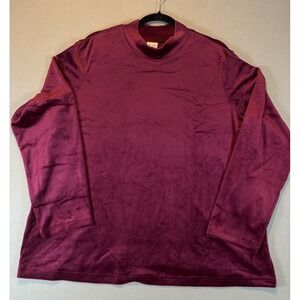 Blair Velvet Top Women XL Purple Mock Neck Long Sleeve Vtg